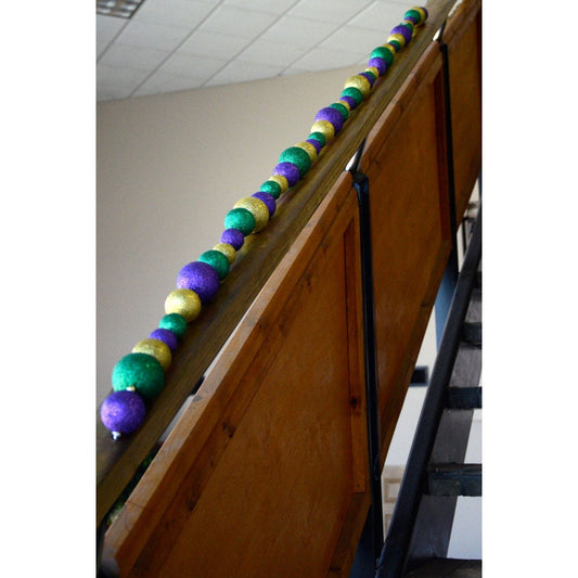 LARGE  Mardi Gras Ball Garland: 6' FOOT! tinsel Tree New Orleans purple green gold Home decorations