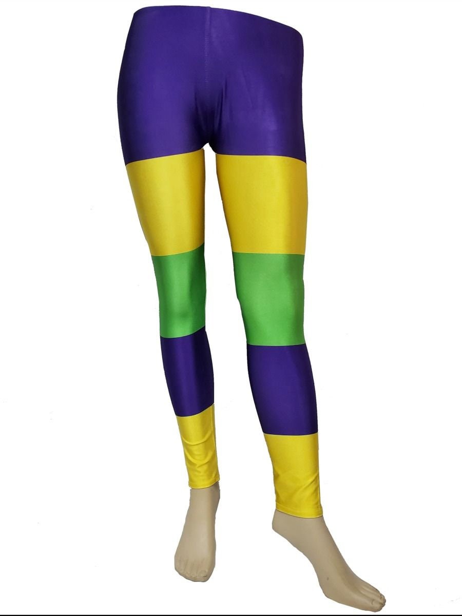 Mardi Gras Color-Block Leggings pants sweats Parade wear spandex Medium Ladies