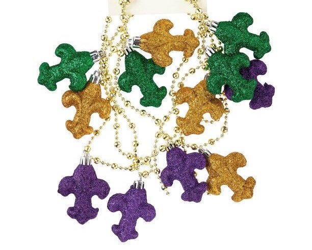 Mardi Gras Ball Garland: 6' Fleur de Lis & Bead Tree New Orleans purple green gold Home decorations