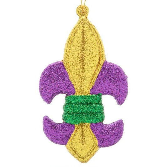 Fleur de Lis Purple Green Gold 4" INCH  Mardi Gras Holiday Christmas Ornaments New Orleans