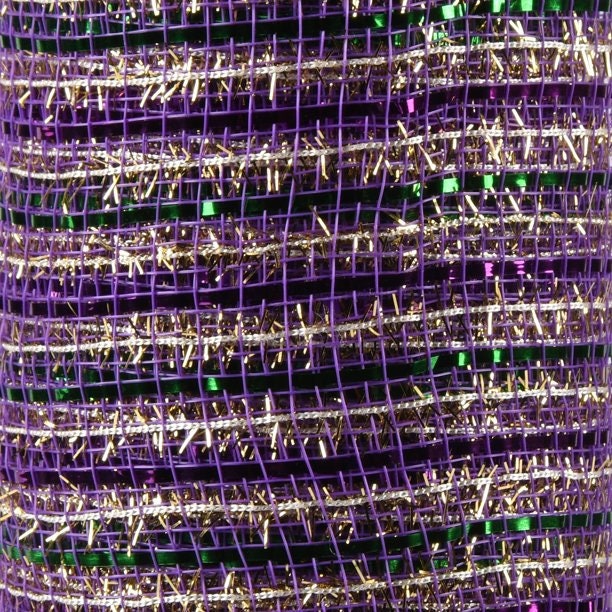 Mardi Gras 10.5 inch Mesh Display, Pinstripe Tree New Orleans purple green gold Home decorations