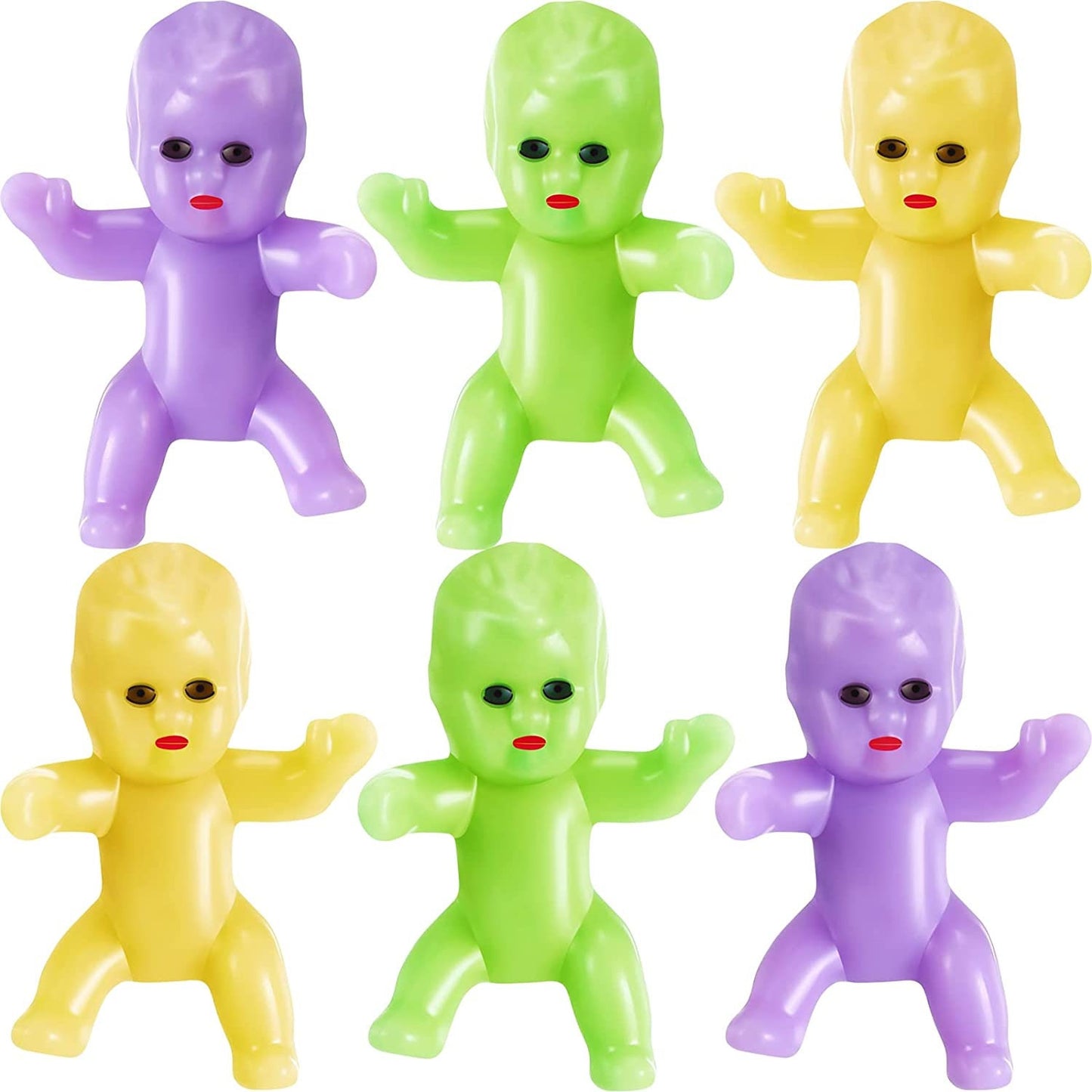 King Cake Babies in purple green and yellow with matte finish 24 dozen small King Cake Babies