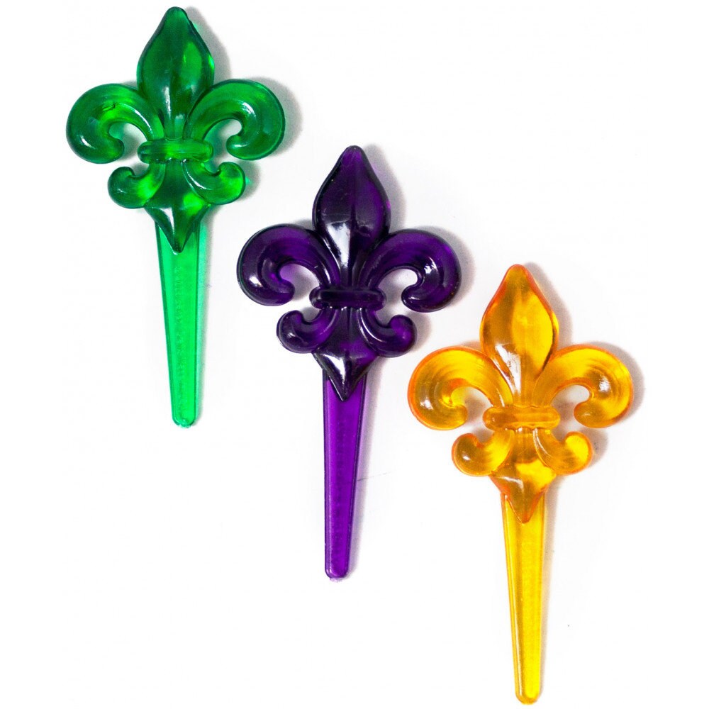 Fleur De Lis Picks Mardi Gras Jewel-Tone Food Picks (24) Dessert Food  Party Parade