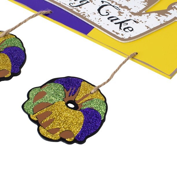 Mardi Gras King Cake Dangle Hanging Wall Decor  Decoration Purple Green Gold Home decor