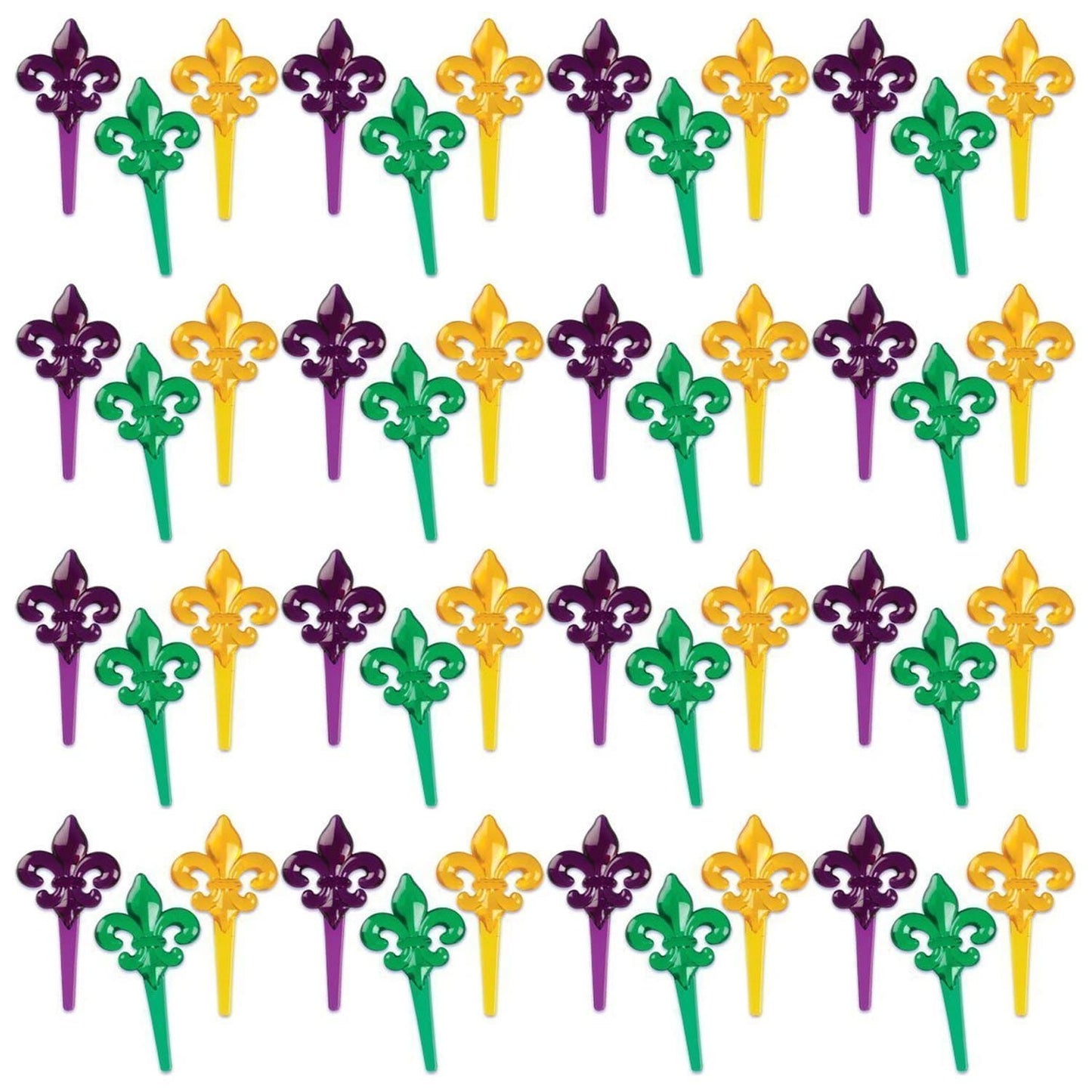 Mardi gras Fleur De Lis Jewel-Tone Food Picks purple green gold Food Picks pics Cupcake Toppers (48) Parade parade party pick