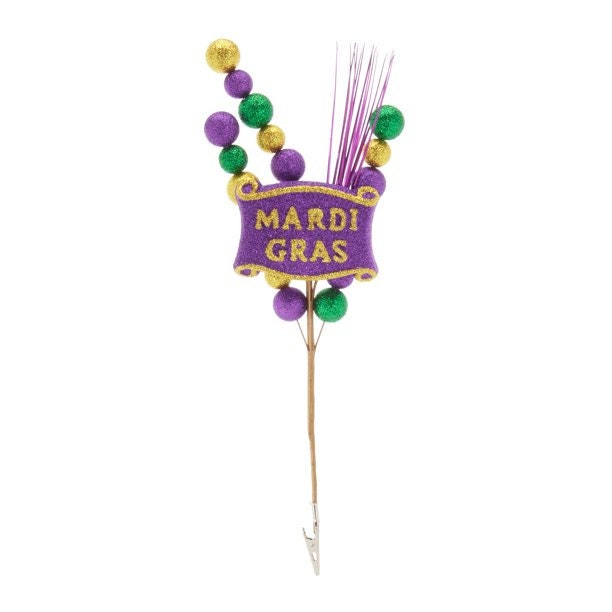 Mardi Gras Glitter Decorative Pick Fleur-de-lis, Ornament Christmas