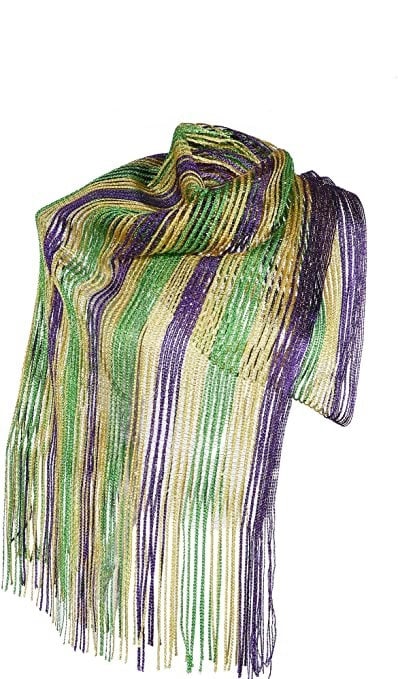 Mardi Gras Long Scarf Purple Green Gold Masquerade costume Ball