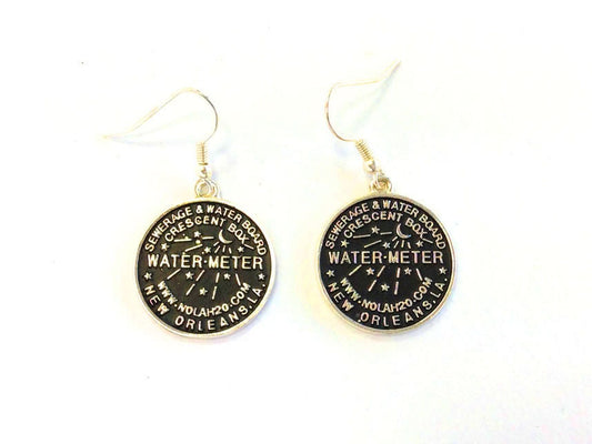 Antique Gold Plate Water Meter Hook Earrings New Orleans Mardi Gras French Quarter