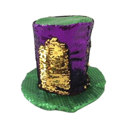 Purple, Green and Gold Sequin Top Hat Mardi Gras Top Hat wearable Decoration Decor Holiday New Orleans   Table Centerpiece