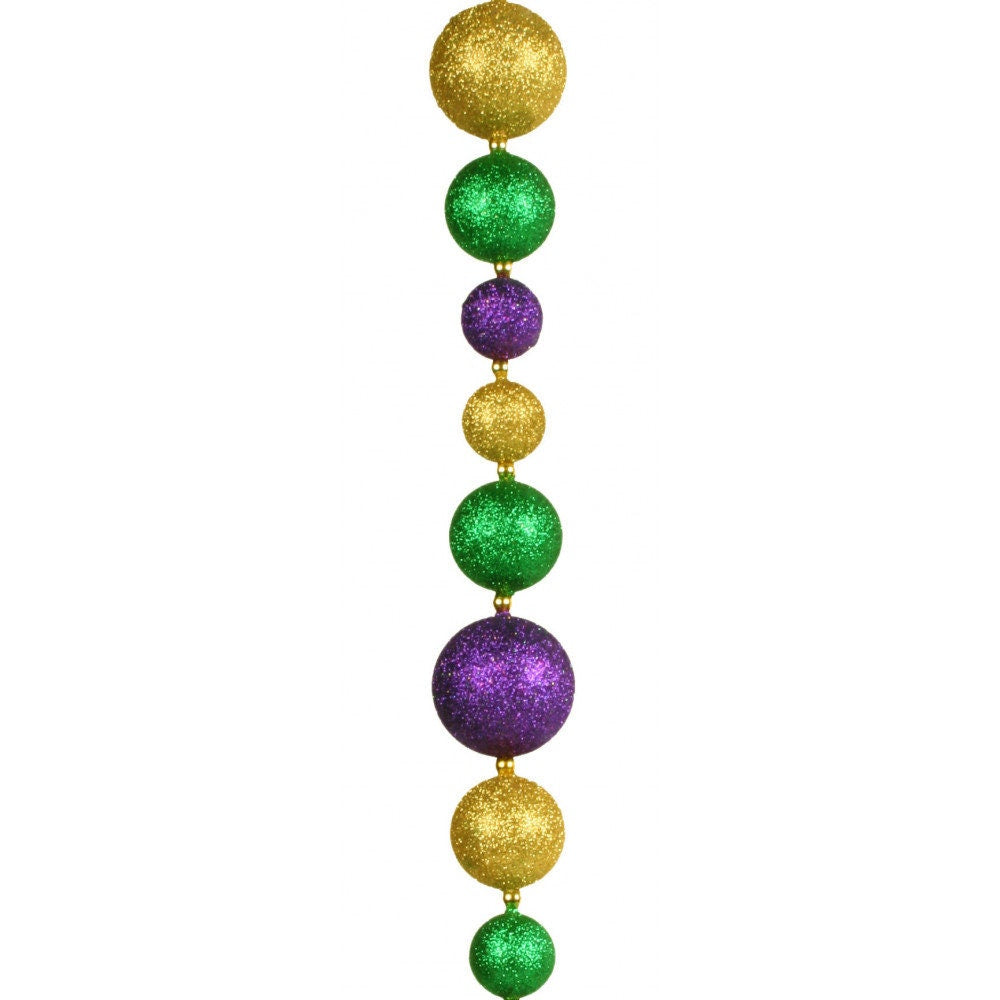 LARGE  Mardi Gras Ball Garland: 6' FOOT! tinsel Tree New Orleans purple green gold Home decorations