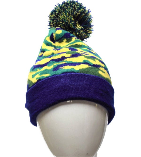 Unisex CAMO Mardi Gras Skull Hats Knit Cap Winter Warm Cap Beanie Hat Purple Parade