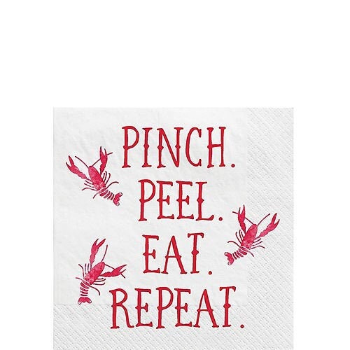 Crawfish pinch peel eat repeat Beer Beverage Napkins Seafood Boil Party Red Lobster crab Creole Cajun Cocktail Mardi Gras