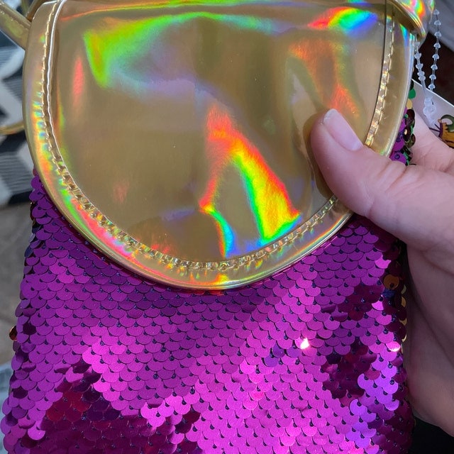 Mardi Gras 16" Sequin Cross Body Bag Sequin Fanny Pack New Orleans NOLA Purple Green Gold Parade wear Purse