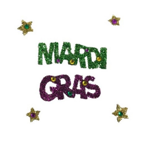 A (SET OF 2!)  Body Jewel: NOLA Mardi Gras Glitter Sticker purple green gold Parade wear Party Bourbon St.