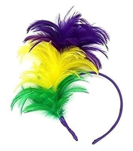 MARDI GRAS FEATHER Headband New Orleans Bourbon St. Costume Parade Wear Headpiece