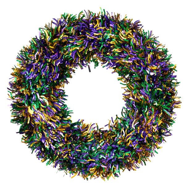 Mardi GRAS   Ornament Collection Mardi Gras 17 inch Round Tinsel Wreath Door Decor Parade