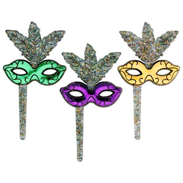 Mardi gras purple green gold Glitter Mask Food Picks (12) pics Cupcake Toppers (12) Parade masquerade parade party pick picks