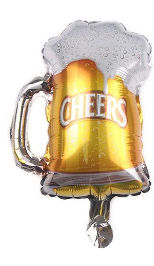 Beer Mug Cheers Foil Balloons Gold 16 Inch Mylar Crawfish Lobster Seafood Boil Party New Orleans Cajun Birthday