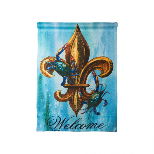 Blue Crabs and Fleur De Lis Crawfish Boil Welcome Flag Louisiana Seafood Party Decorations