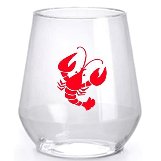 Crawfish 12 oz Stemless Wine Glasses Acrylic Stemless Wine Glass Cup parade Drink party New Orleans Seafood Crab boil