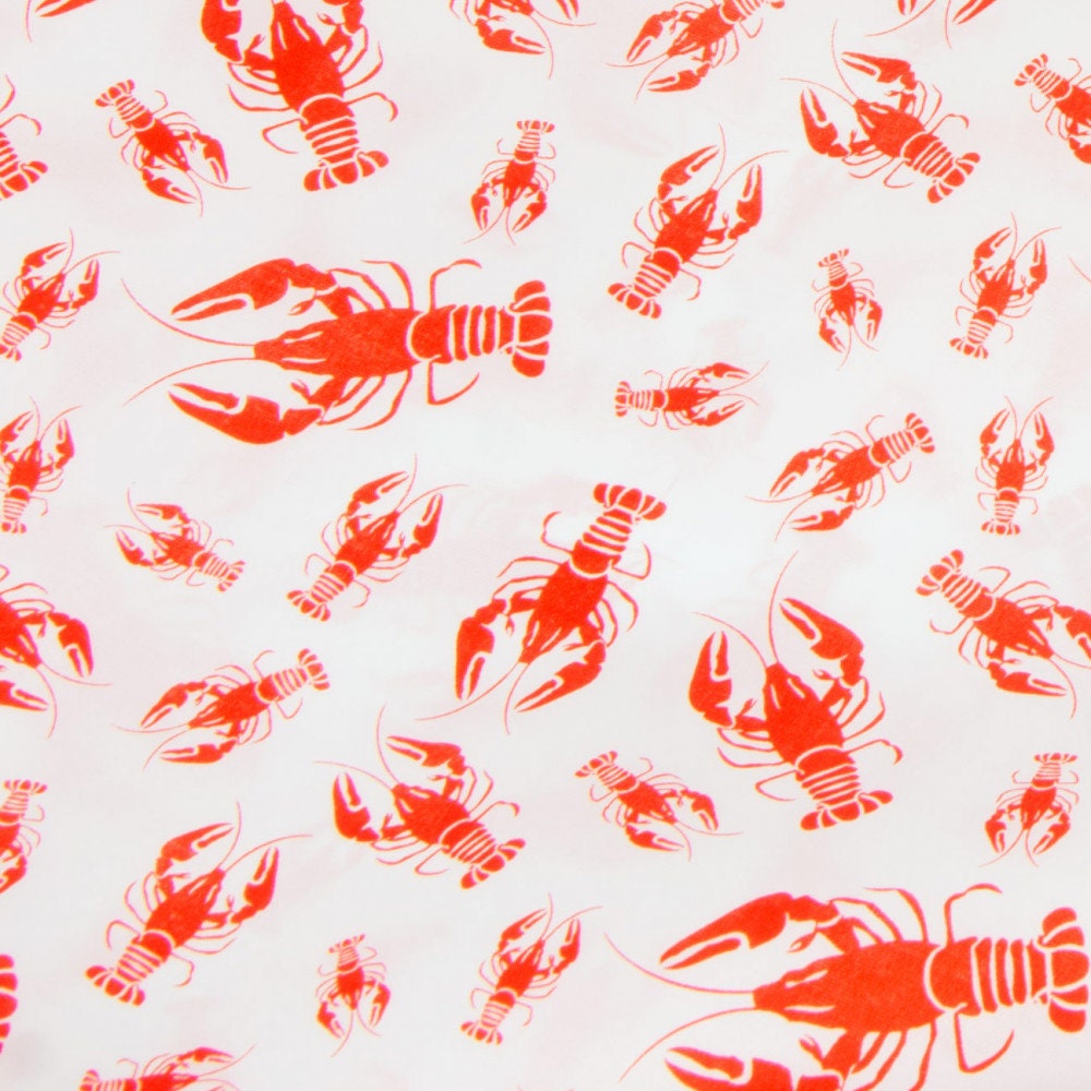 54" White Square Table Topper: Red Crawfish Pattern Boil Crayfish Crab Seafood Mardi Gras Party Easter