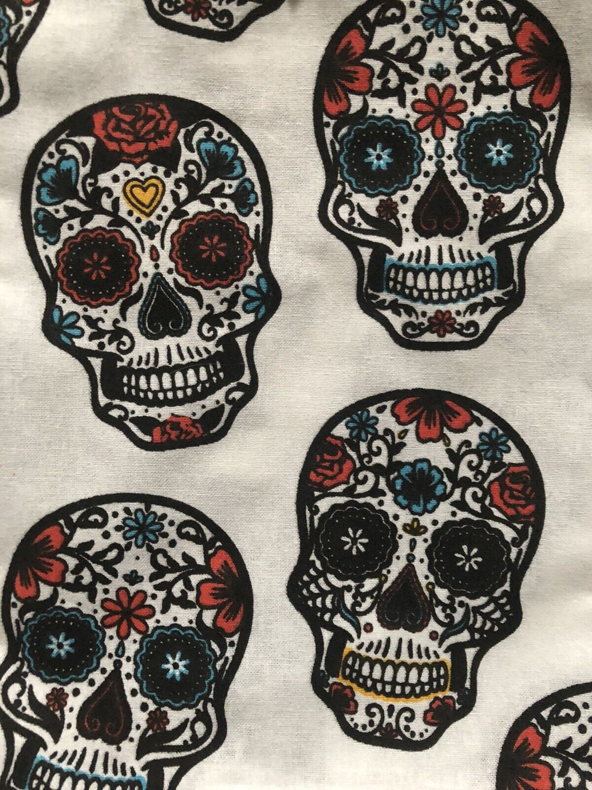 Day of The Dead Skull Kitchen flour sack tea Towel and Halloween Skull Decor Black Floral Soft Hand Towel 100% Cotton 15" x 25" Towel