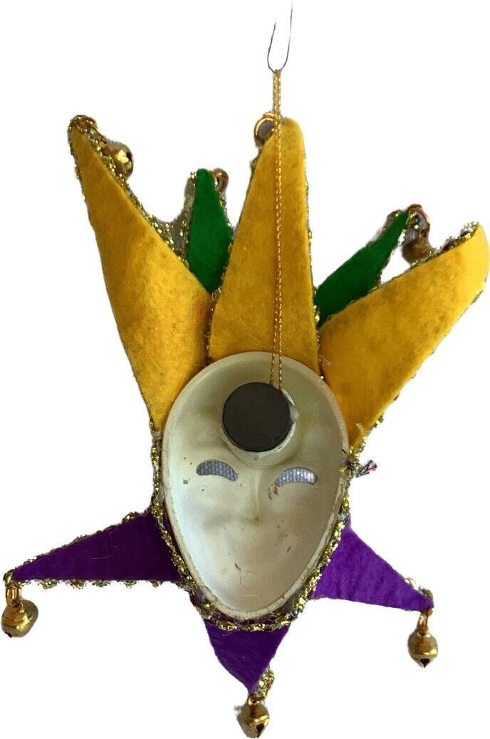 SET OF 3! Jester Venetian style Mardi Gras carnival 6"mask magnets Ornament Christmas