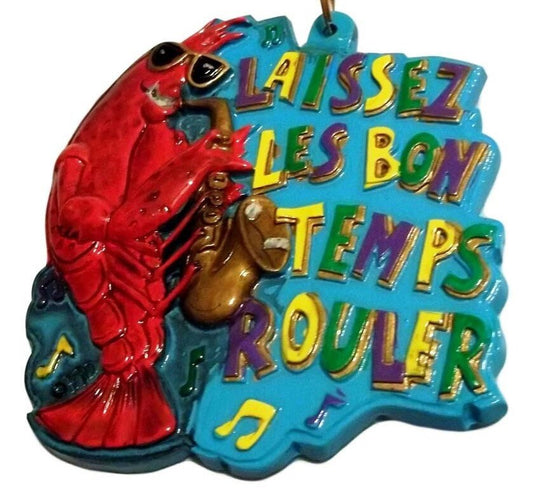 Crawfish Sax Laissez Les Bon Temps Rouler Christmas Ornament Red  boil Lobster Fleur de lis Carnival Mardi Gras Let the good times roll