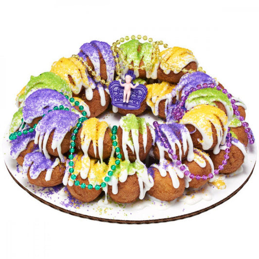 Mardi Gras Beads & Baby on Crown Cake Toppers (4 Pcs) Purple Green Gold Masquerade Party Parade baby cake not included