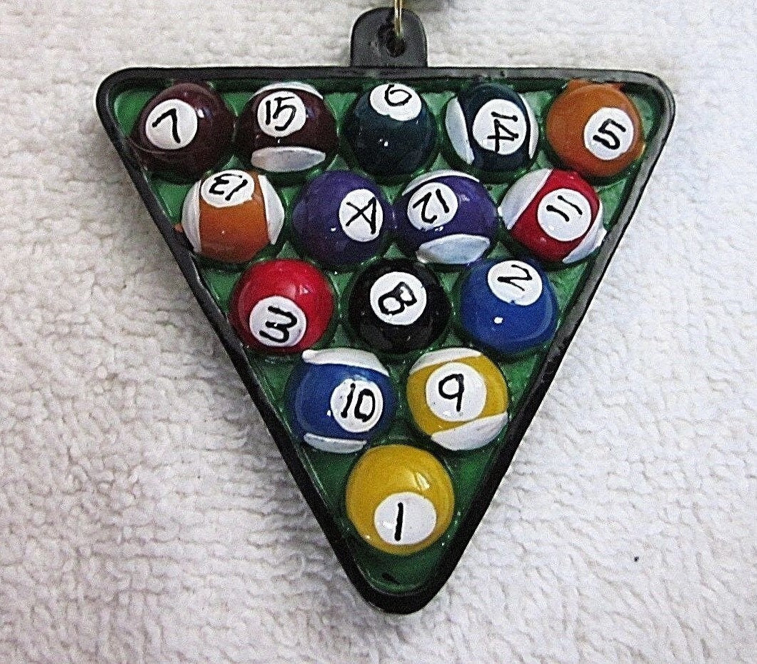 Set of 2! Racked "POOL BALLS"  BILLIARDS Game Sports Ornament Christmas Tree Holiday