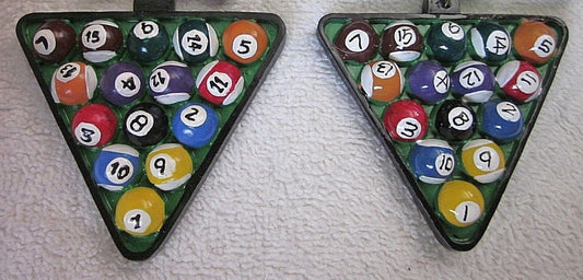 Set of 2! Racked "POOL BALLS"  BILLIARDS Game Sports Ornament Christmas Tree Holiday