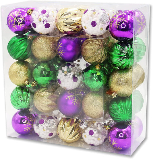 Mardi Gras Ornament Assorted Box (50) New Orleans NOLA Purple Green Gold Christmas Purple Green Gold tree