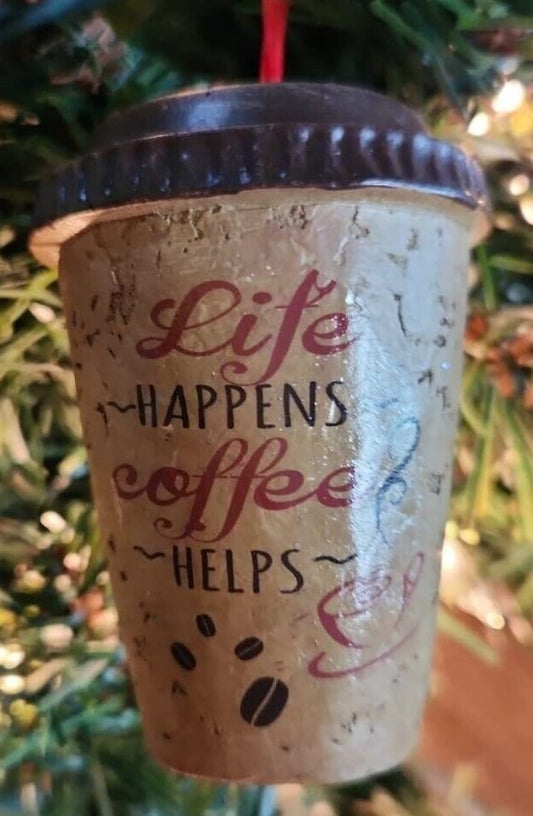 New Orleans  Life Happens, Coffee Helps Ornament Coffee cafe du monde Pouch/ Bag Mardi Gras Decorations decor