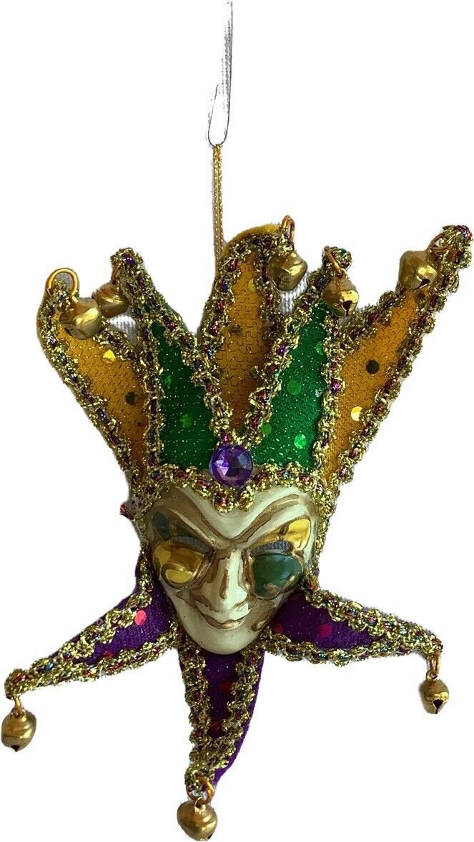 SET OF 3! Jester Venetian style Mardi Gras carnival 6"mask magnets Ornament Christmas