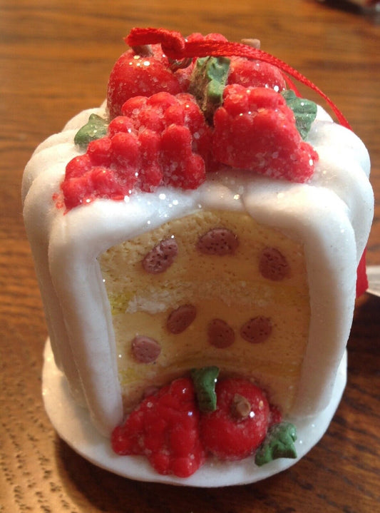 Layer Cake Raspberries  Raspberry King Cake Christmas Holiday New Orleans Mardi Gras Baby Ornament