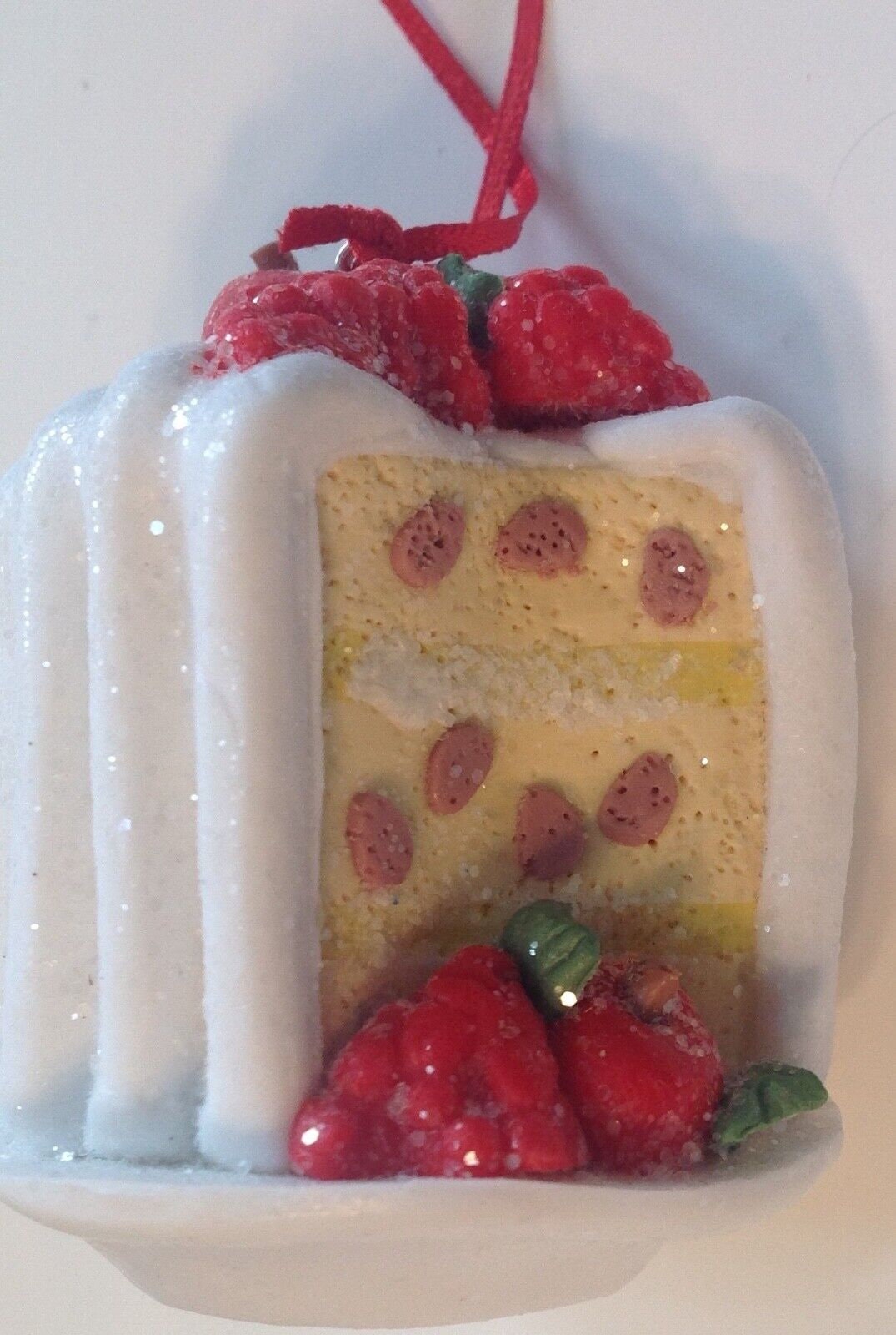 Layer Cake Raspberries  Raspberry King Cake Christmas Holiday New Orleans Mardi Gras Baby Ornament