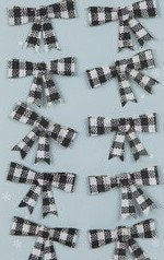 Black & White Mini Buffalo Check Bow Ornaments Tree Decor Wreath Christmas Holiday Tree