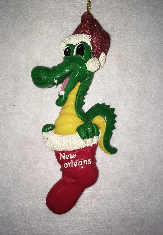 Alligator Crocodile Gator Bayou Santa Claus Christmas Tree Holiday Ornament Louisiana Cajun Creole Party New Orleans Mardi Gras