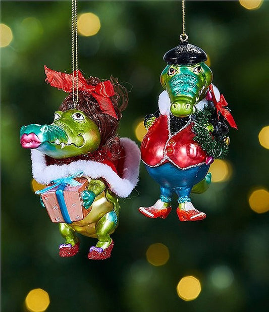 Mr. or Mrs. Alligator Glass Ornament Band Jazz New Orleans Ornament Santa Claus Christmas Tree Holiday Mardi Gras Merry Cristmas