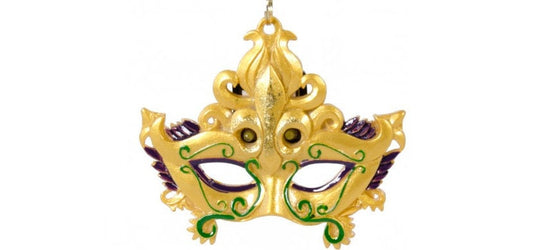 New Orleans Scenery Fleur De Lis blinking mask Holiday Ornament Christmas St. Louis Cathedral  Jazz Mardi Gras