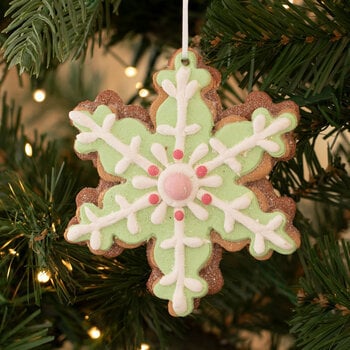 Gingerbread Snowflake Cookie Ornament Christmas Holiday Tree Decorations Sugar Glitter