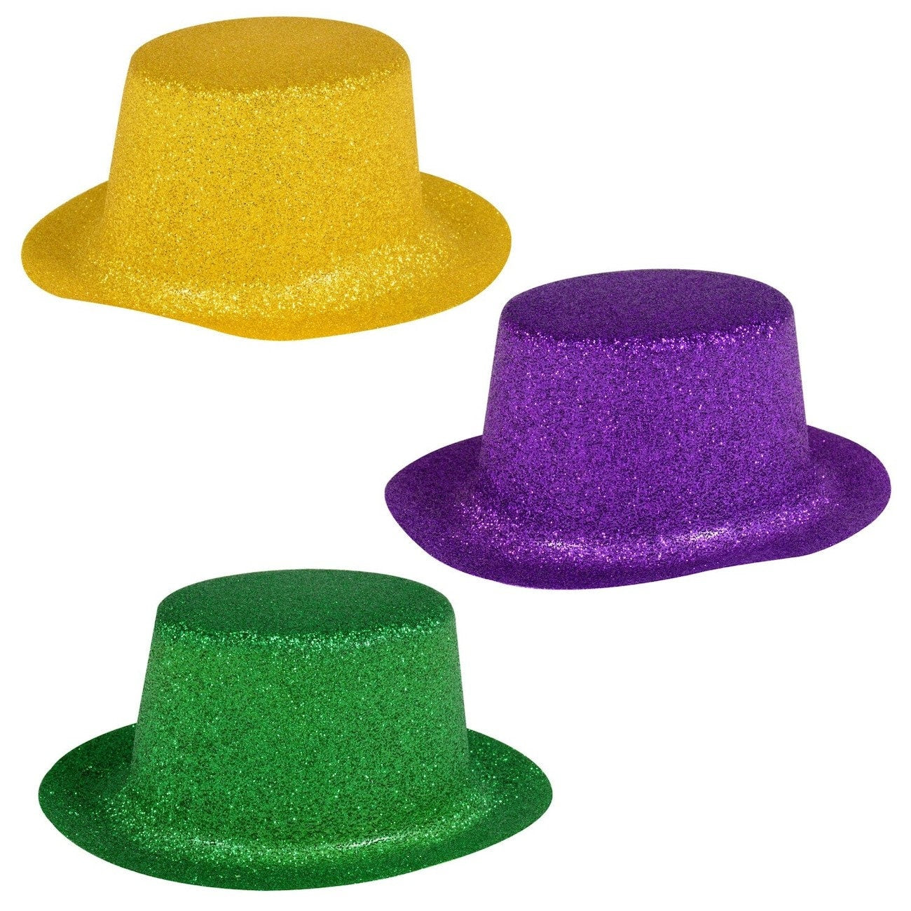 MARDI GRAS Glittery Plastic Mini Mardi Gras Party Hats, 15-ct Purple Green Gold  Fascinator Costume New Orleans Bourbon St Party Parade