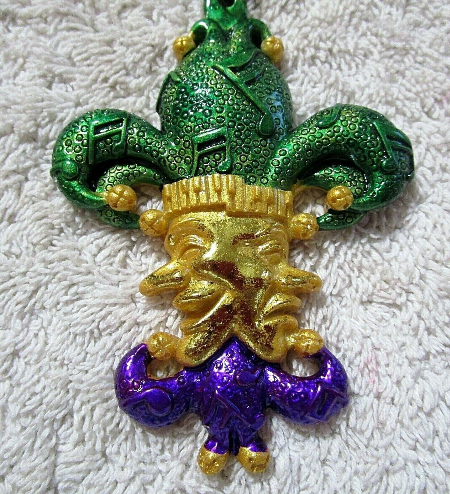 Two Faced Comedy Tragedy Jester Mardi Gras Fat Tuesday Fleur De Lis Christmas Ornament free gold pouch