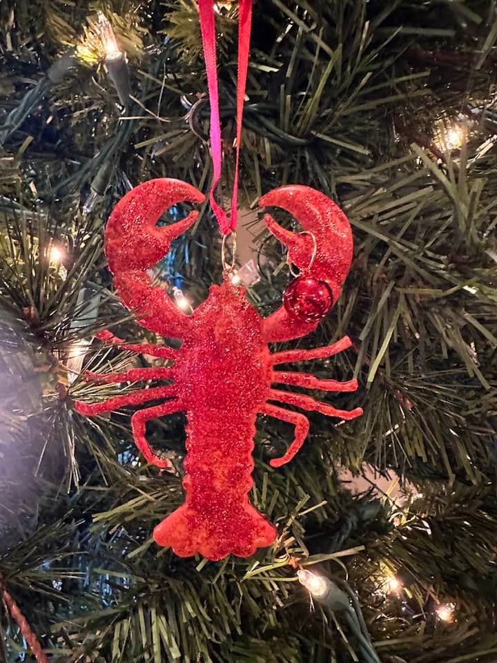 Cajun Christmas Holiday Ornament Red Crawfish boil Lobster Fleur de lis mardi gras Carnival Mardi Gras includes Free Gold Gift Box Bonus