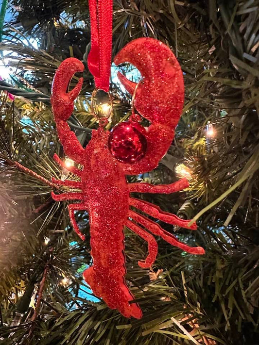 Cajun Christmas Holiday Ornament Red Crawfish boil Lobster Fleur de lis mardi gras Carnival Mardi Gras includes Free Gold Gift Box Bonus