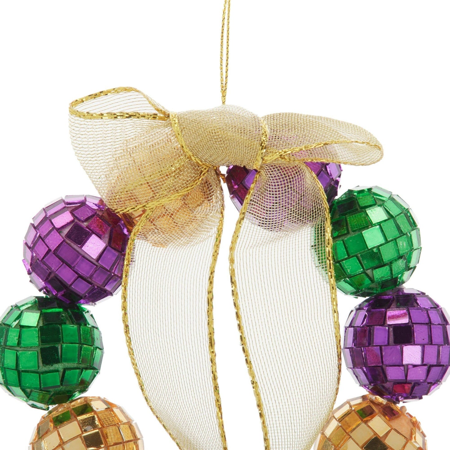 Mardi Gras Purple, Green & Gold Disco glass Wreath New Orleans Holiday Christmas Ornament