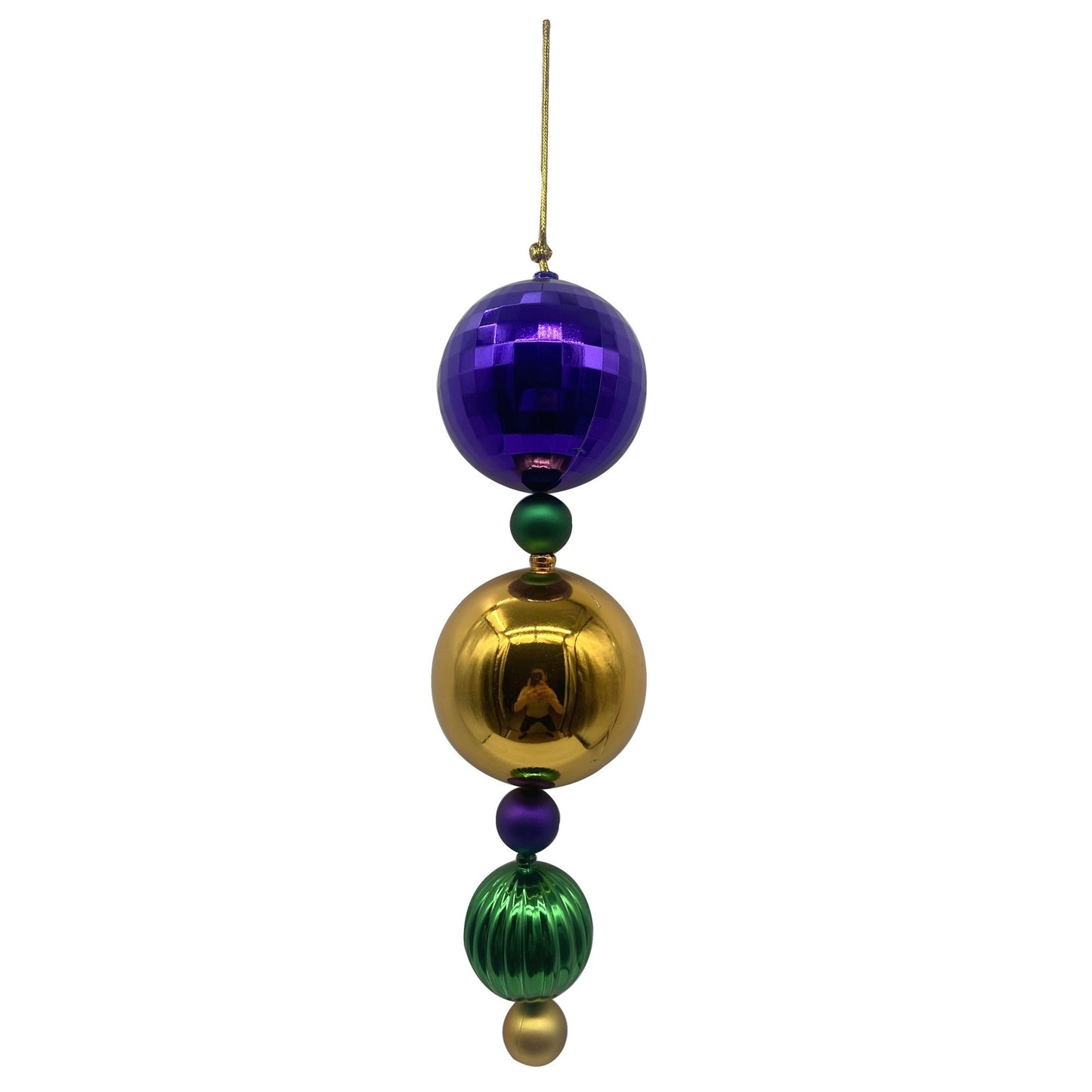 12.5” Hanging Purple Green Gold Mardi Gras Christmas Tree Holiday Ornament Decoration wreath