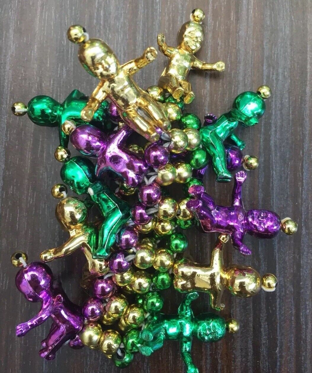 Mardi Gras Theme Charm King Cake Stretch Bracelet New Orleans Parade Purple Green Gold