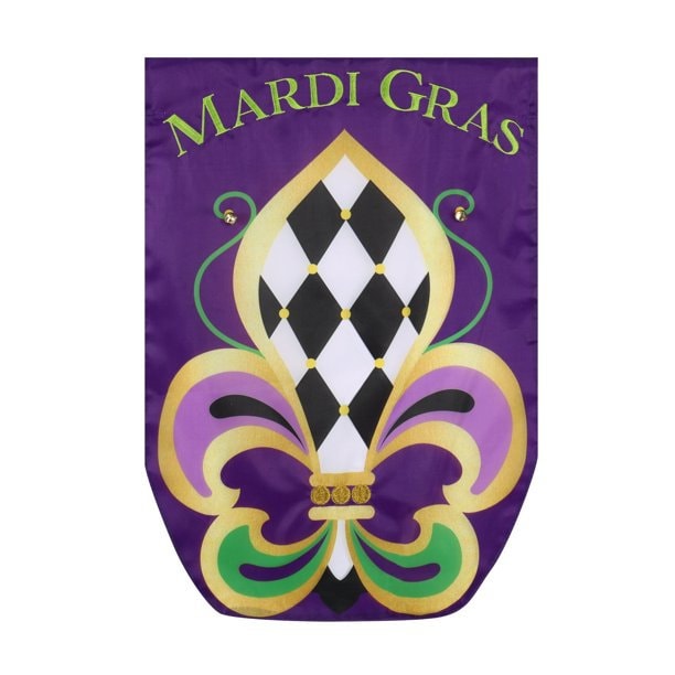 FLAG STAND INCLUDED! Mardi Gras Fleur De Lis New Orleans Polyester Flag Purple green gold Decorate Door Window Railing Bourbon Street