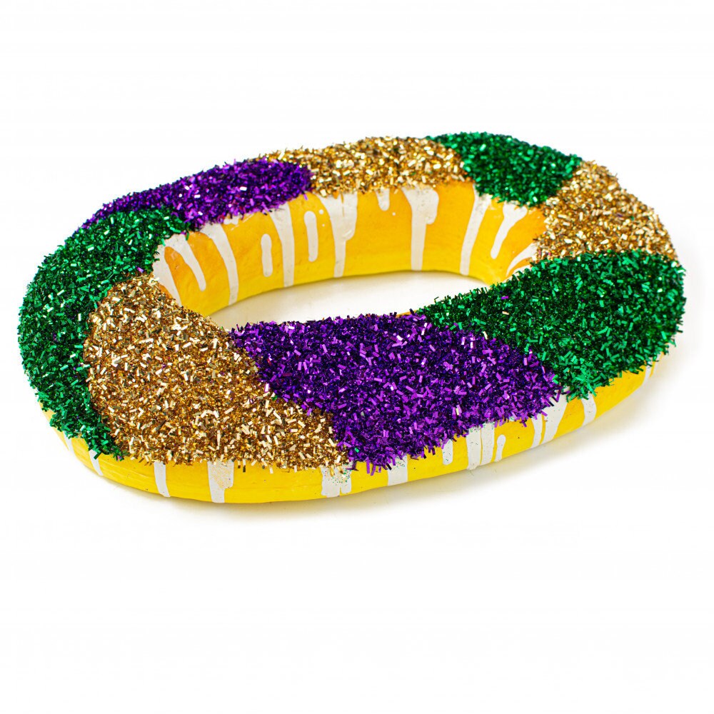 Mardi Gras 11.5" King Cake Decoration Purple Green Gold